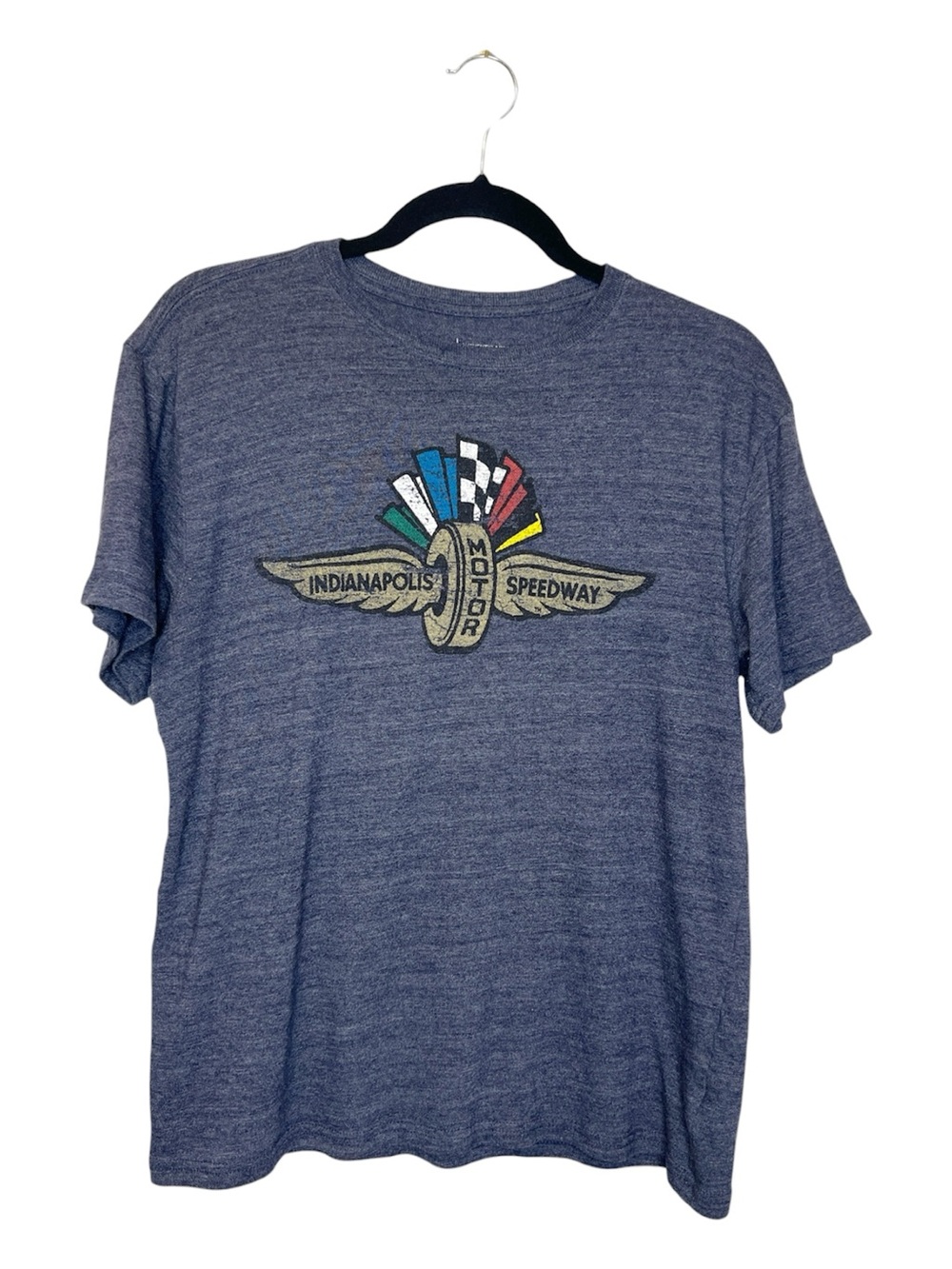INDIANAPOLIS MOTOR SPEEDWAY Logo Print Blue Tee size Large